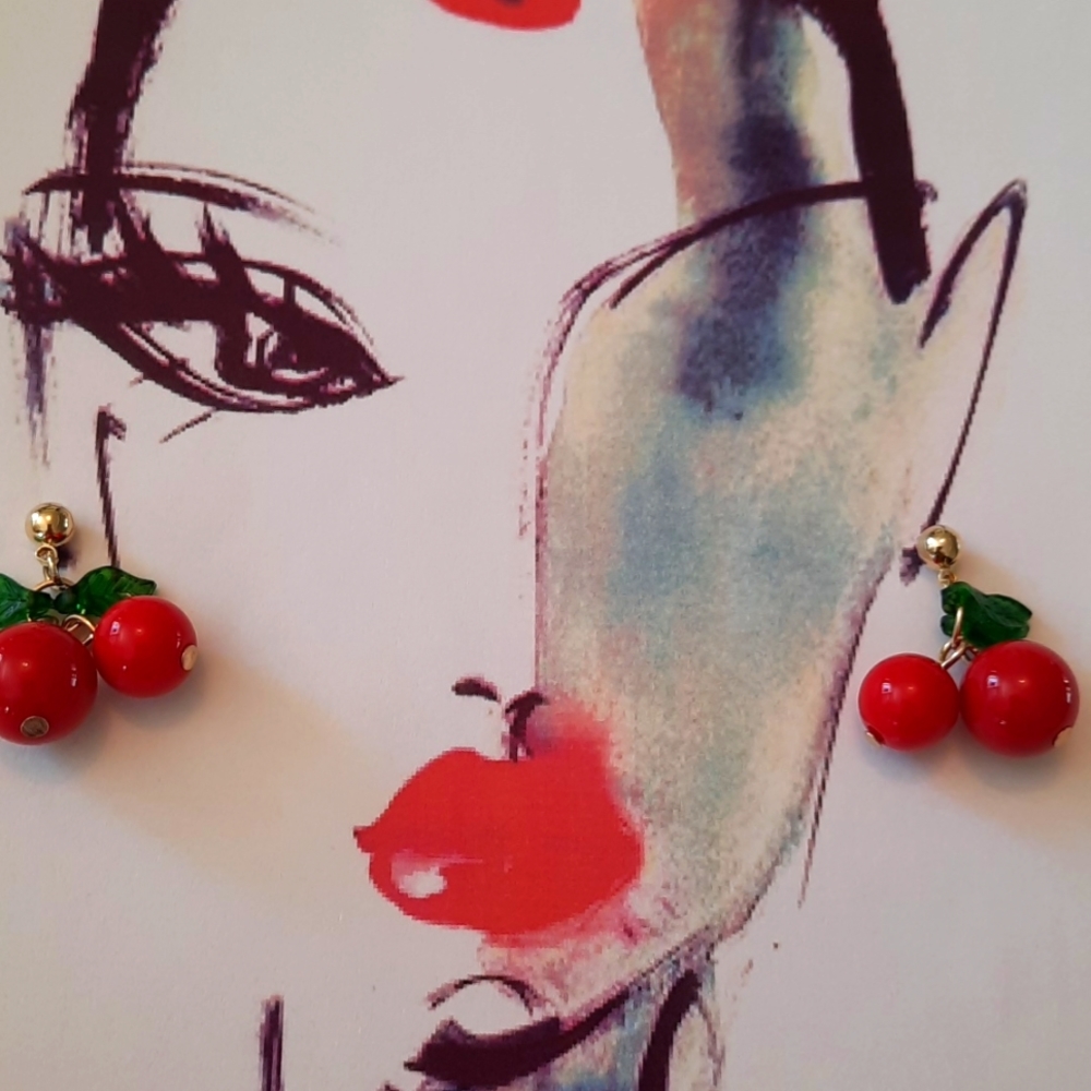 Fun Bouncy Red Apple Earrings View 4